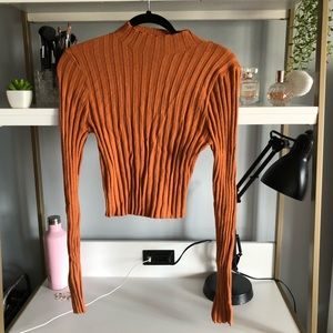 burnt orange turtleneck crop top